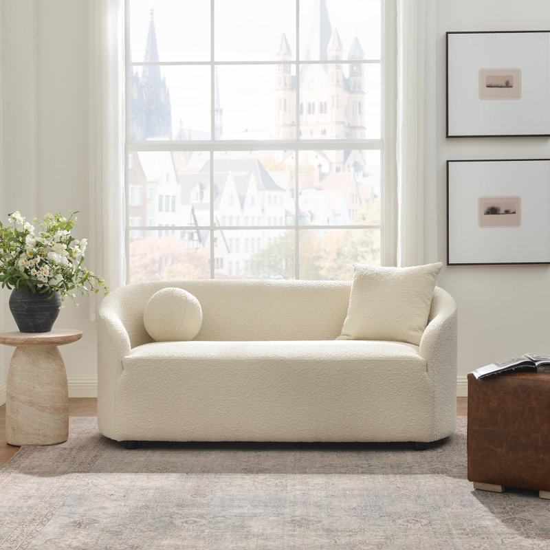 Deans 68" Boucle Upholstered Loveseat, Cream White