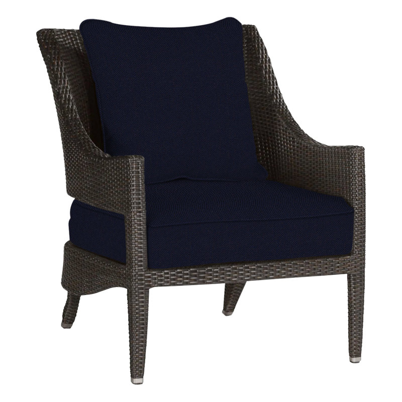 Athena Patio Lounge Chair with Cushions, Black Walnut, Linen Navy, Welt