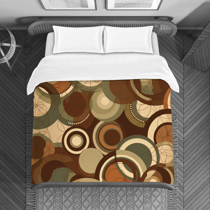 Housse de couette , Housse de couette pour grand lit, Brun / beige abstrait