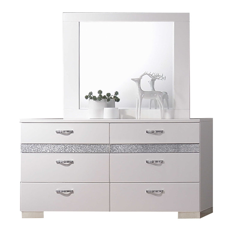 Commode double 8 tiroirs avec miroir Carrianne