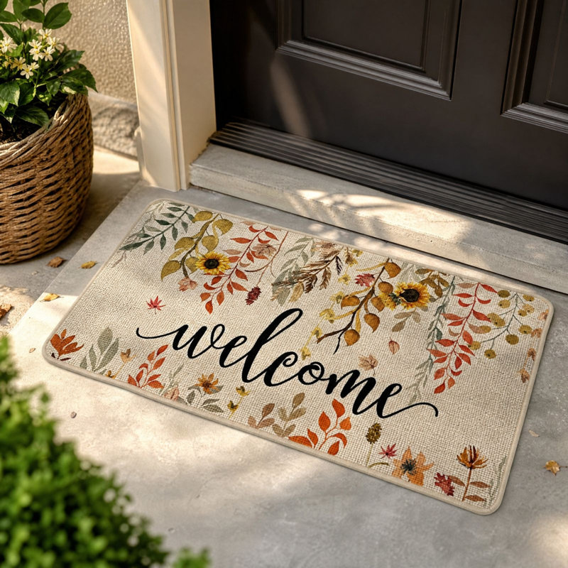 Tapis d'entrée décoratif sur le thème de l'Action de grâce, facile d'entretien, pour porche, couloir ou maison, idéal pour les fêtes d'automne.