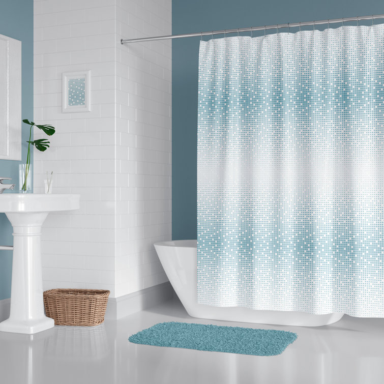 Pixel Fabric Shower Curtain, Extra Wide And Long, Drop 200cm