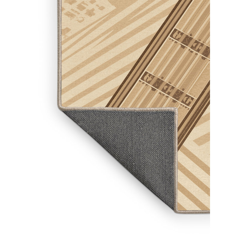 Soft Plush Burnham London Big Ben Classic Striped Area Rug in Brown – Beige Binding, 7x9