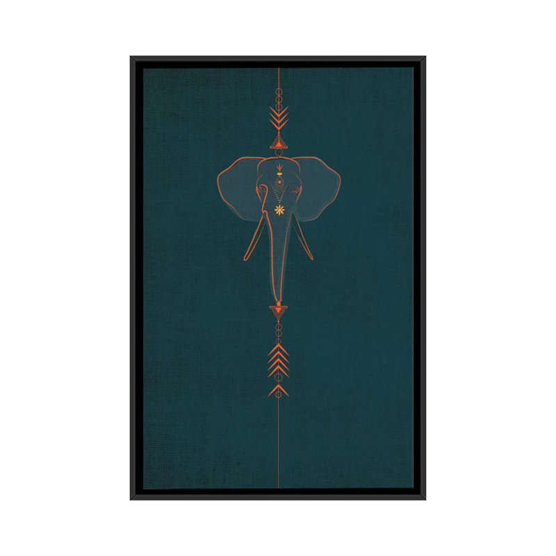 « éléphant », impression sur toile, H 26 po x l 18 po x P 1,5 po, Toile avec cadre flottant noir, Pas de tapis
