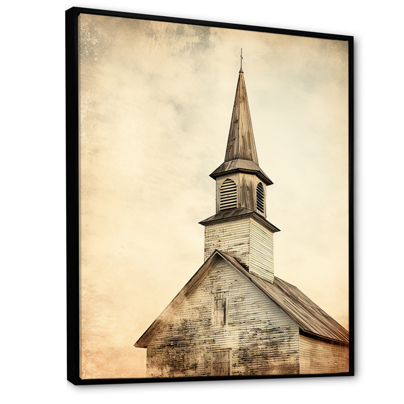 «Church Spire Faith», art mural rétro, Cadre flottant noir, H 32 po x l 16 po x P 1 po