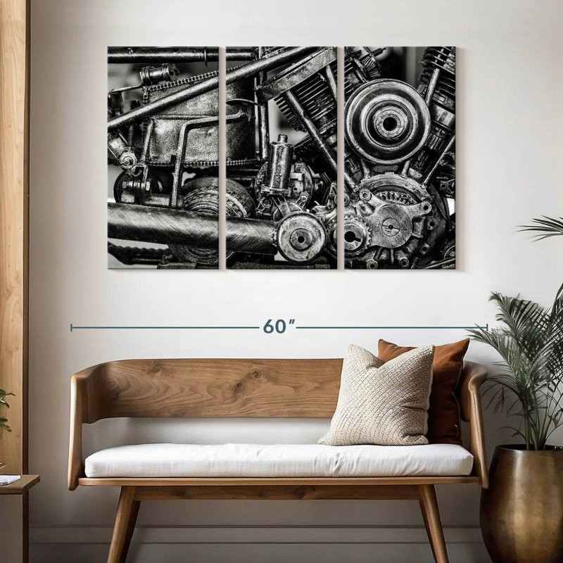 Mehar Old Motorcycle Engine, 32" H x 50" W