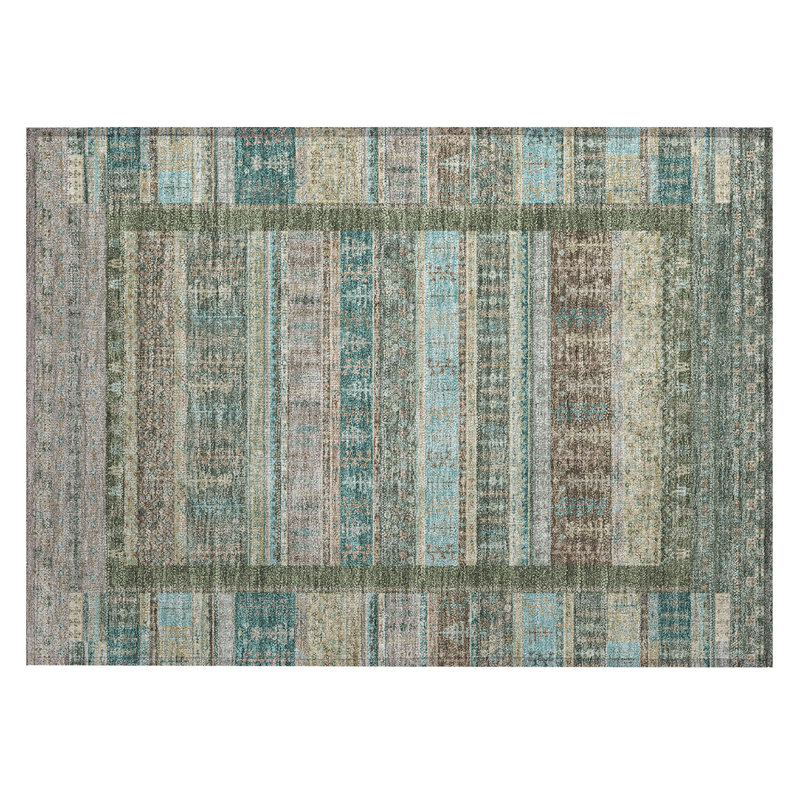 Machine Washable Indoor/Outdoor Meredith ACN2160 Striped Rug, Rectangle 1'8" x 2'6"