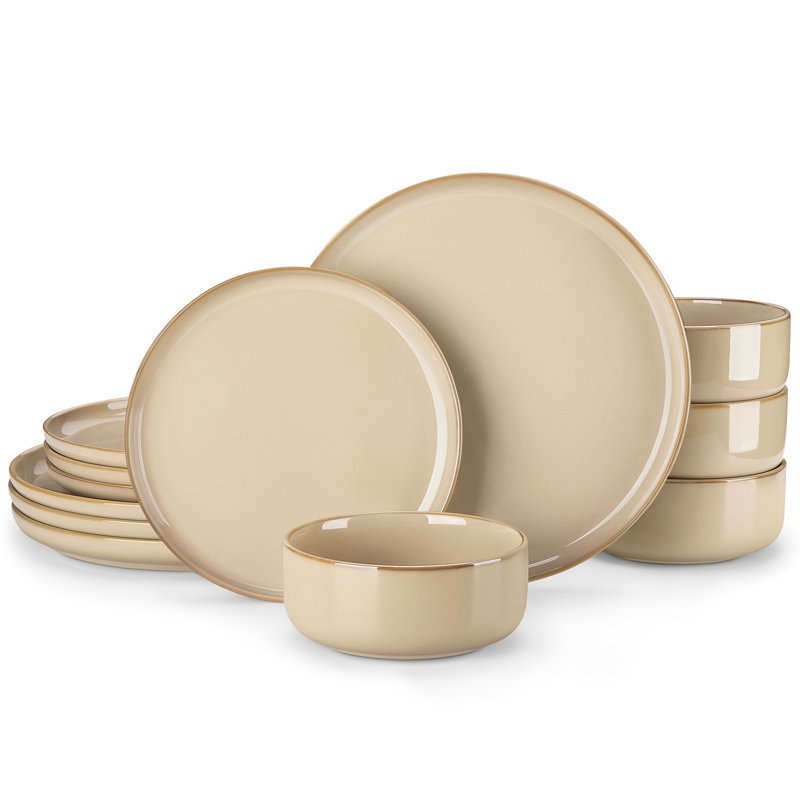 Piece Stoneware Dinnerware Set - Service for 4, Brown