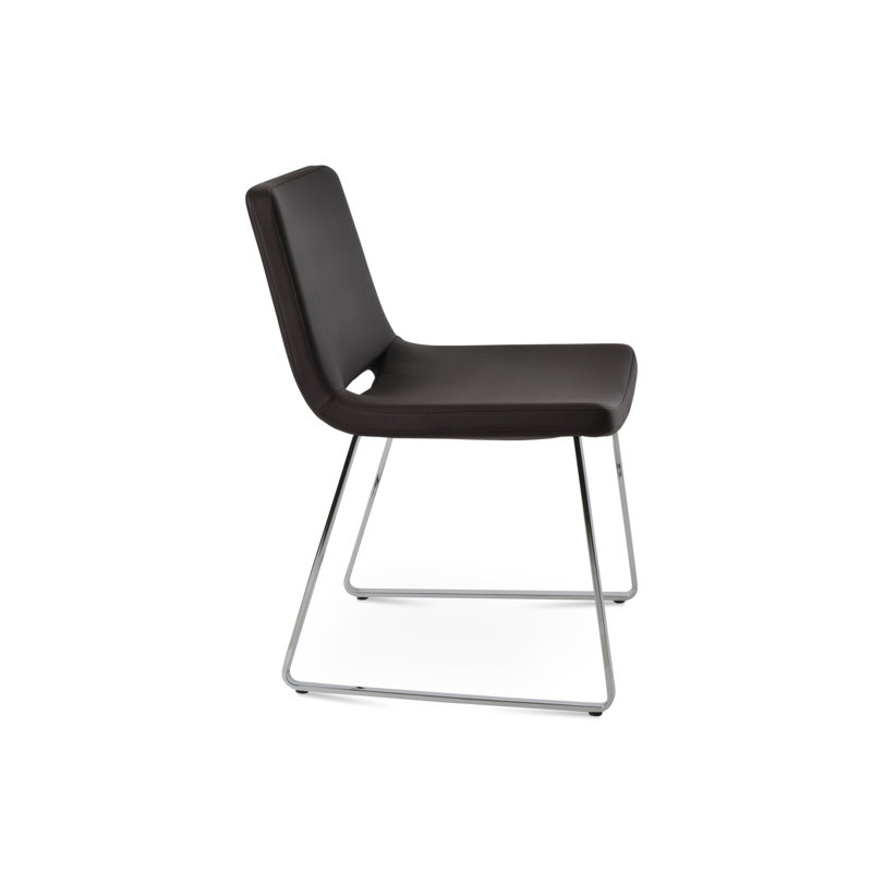 Roma Metal Solid Back Side Chair, Brown Faux Leather