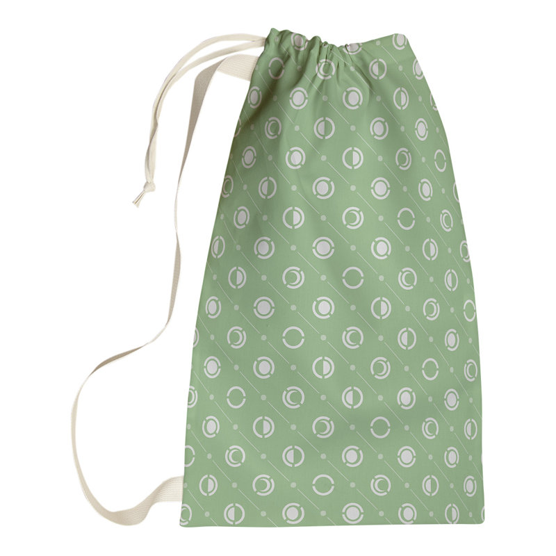 Skeffingt Fabric Laundry Bag with Handles, 36" H x 28" W x 1.5" D, Light Green/White