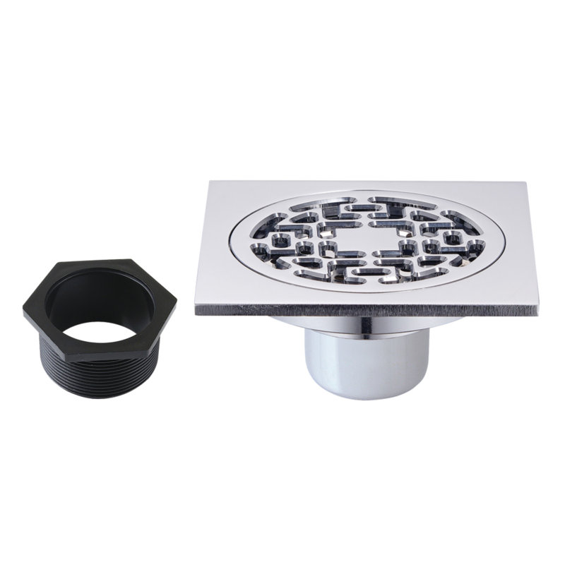 Kingston Brass Watercourse 4-Inch Square Brass Shower Drain, Polished Chrome