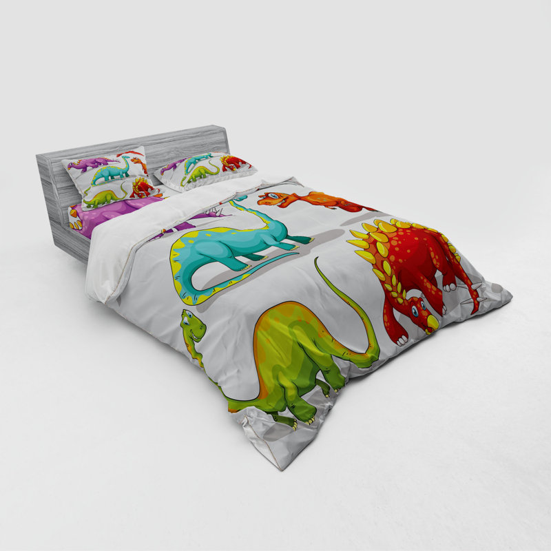 Dinosaur Quilt Set, Queen Duvet Cover + 3 Additional Pieces