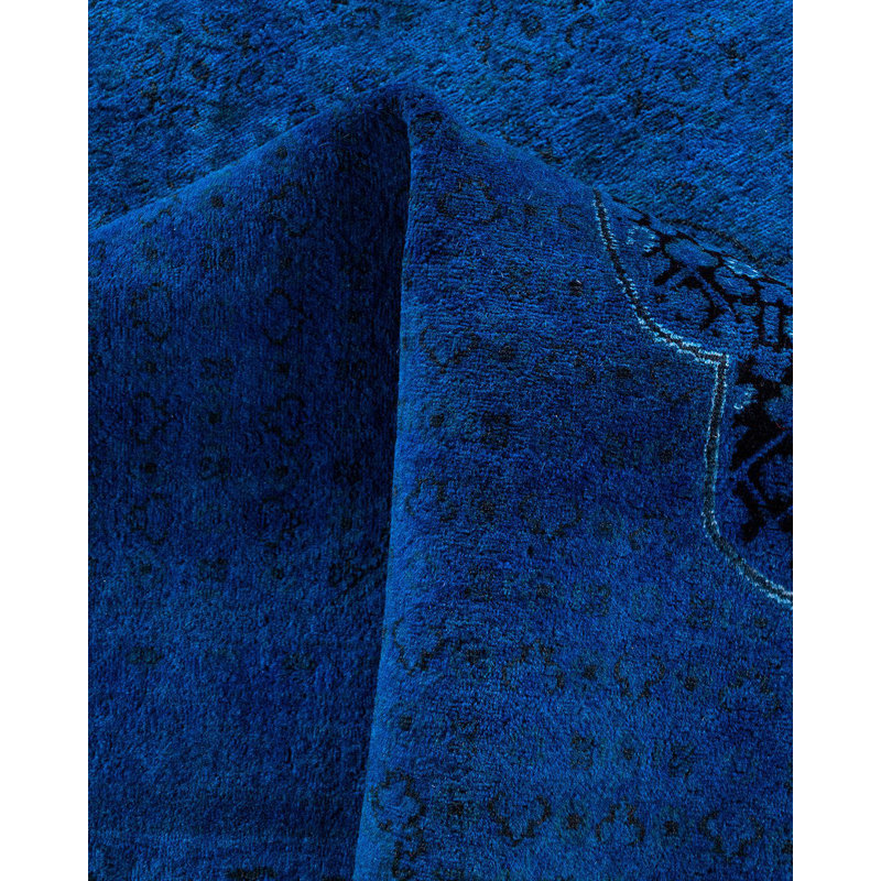 Tapis unique noué à la main Fine Vibrance - bleu, 9 pi 1 po x 12 pi 2 po
