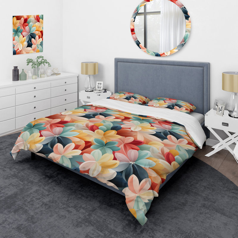 Ensemble de housse de couette Monochromatique Zen - Floral, Housse de couette simple + 1 taie décorative stan