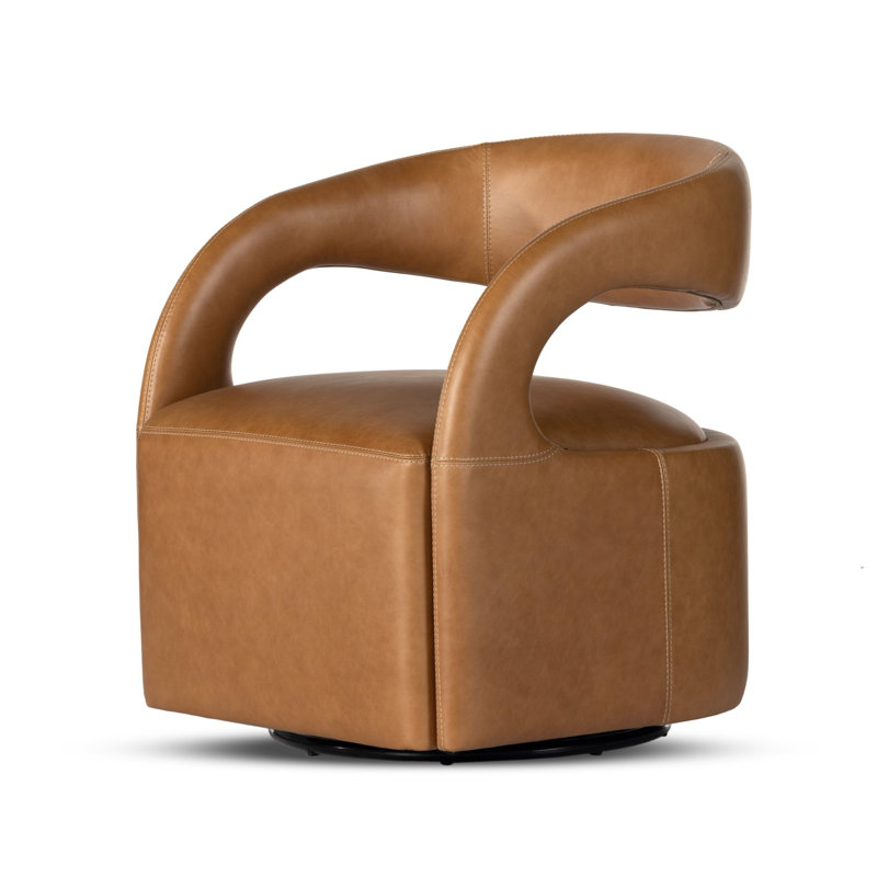 Hawkins Swivel Armchair, Sonoma Butterscotch Top Grain Leather