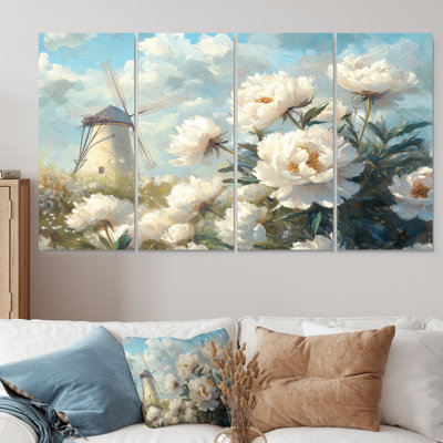 Peonies And The Windmill I - And Art - Traditional Wall Art Decor Set