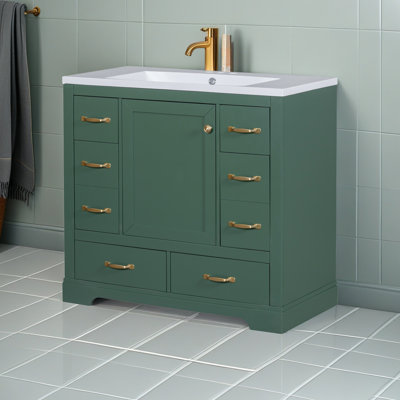Ensemble de meuble-lavabo 36 po avec évier, six tiroirs, diviseur de tiroir multifonctionnel, tablette réglable