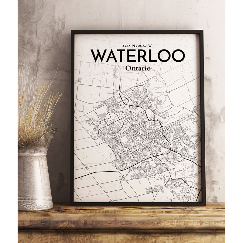 Waterloo City Map 1 Piece Wall Art, 61 cm H x 46 cm W