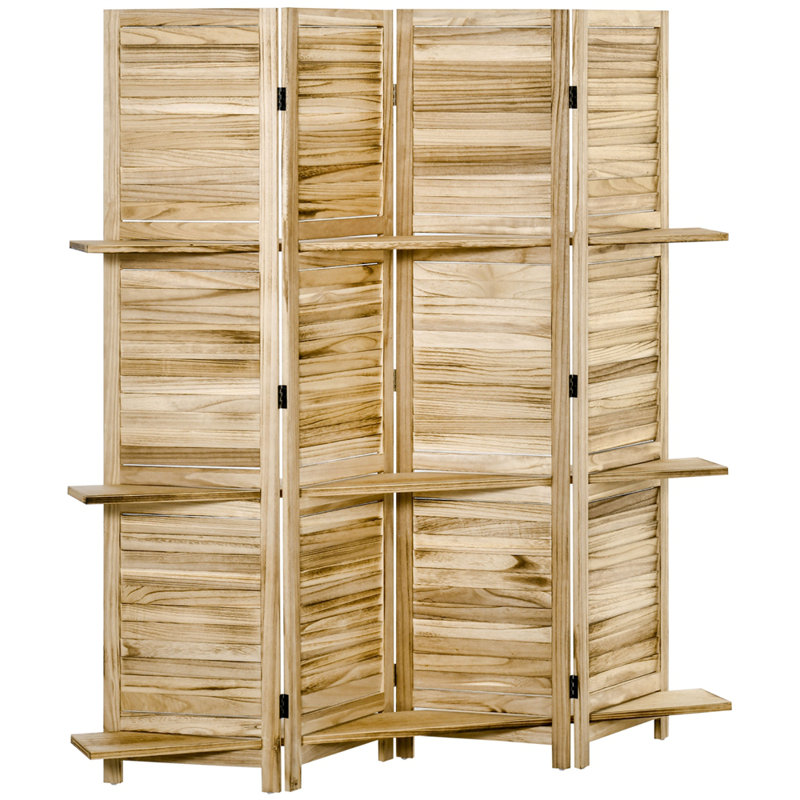 Paravent 8 panneaux pliant et autoportant, Naturel, H 67,01 po x l 63,81 po x P 0,81 po