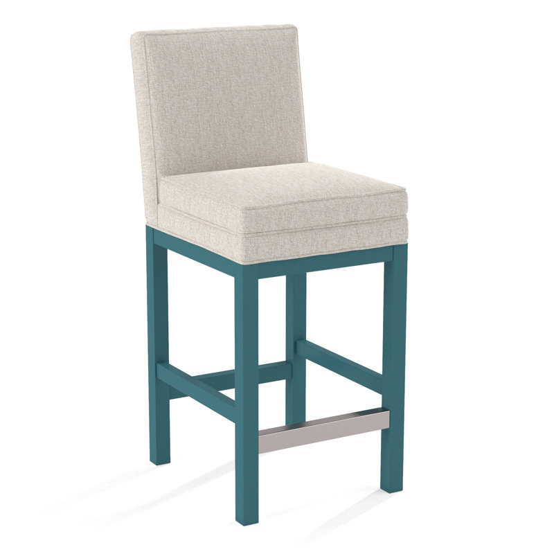 Upholstered Stool, Snow Crypton Performance; 0884-91, Frost White Finish