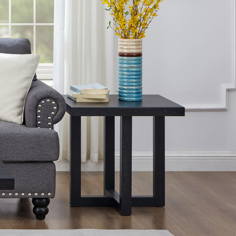 Table de bout contemporaine, noir, H 21,92 po x l 22,05 po x P 22,05 po, Noir