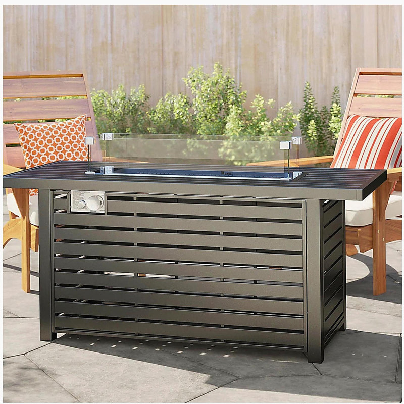 24" steel propane fire pit table with cover