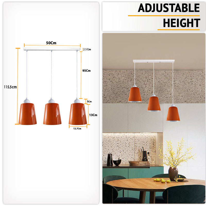 Humeyra 3 - Light Kitchen Island Pendant, No, Orange/White