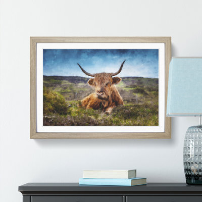 A Resting Highland Cow - Single Picture Frame Painting on MDF