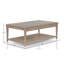 Table basse en verre givré avec roulettes