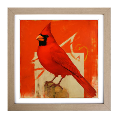Cardinal Bird Soviet Art - Framed Print