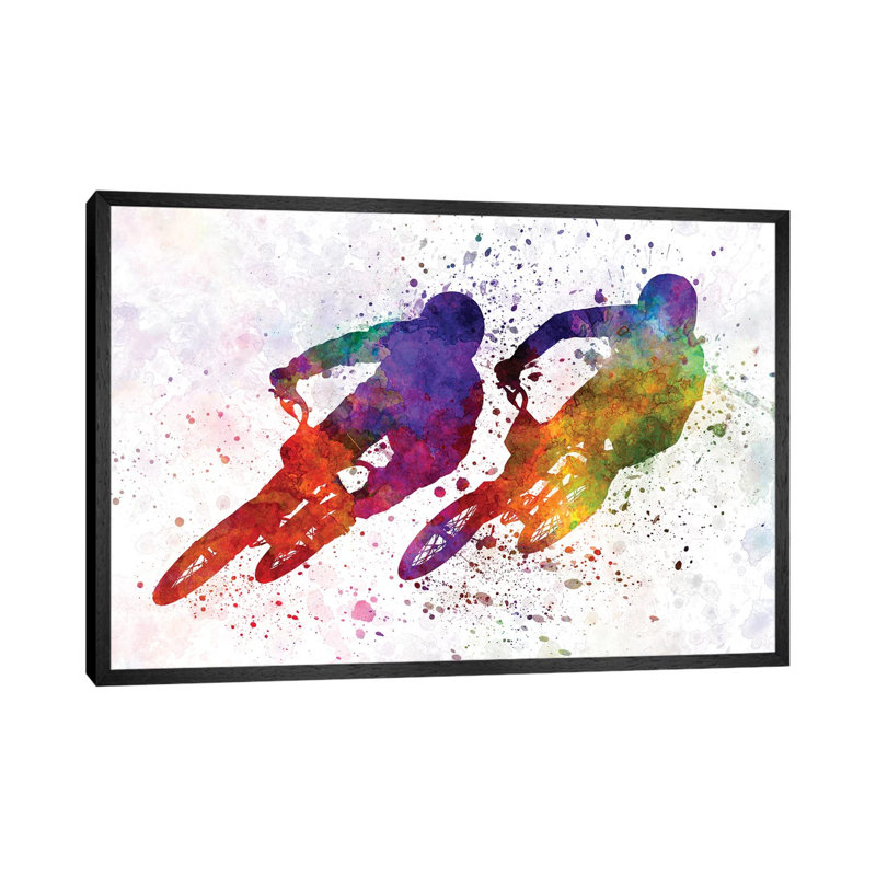 BMX Race II by Paul Rommer - Floater Frame Gallery-Wrapped Canvas Giclée on Canvas, Black , 66.04 cm H x 45.72 cm W