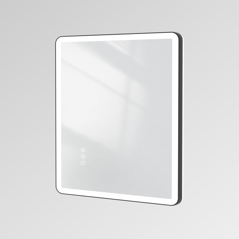 Miroir mural Natalin, 36 po x 32 po, Noir mat, Rectangulaire