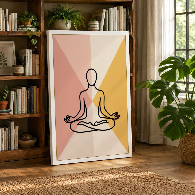 Centered in Stillness Minimalist - Wrapped Canvas, 30x20 - 76.2 x 50.8 cm, Taupe Border