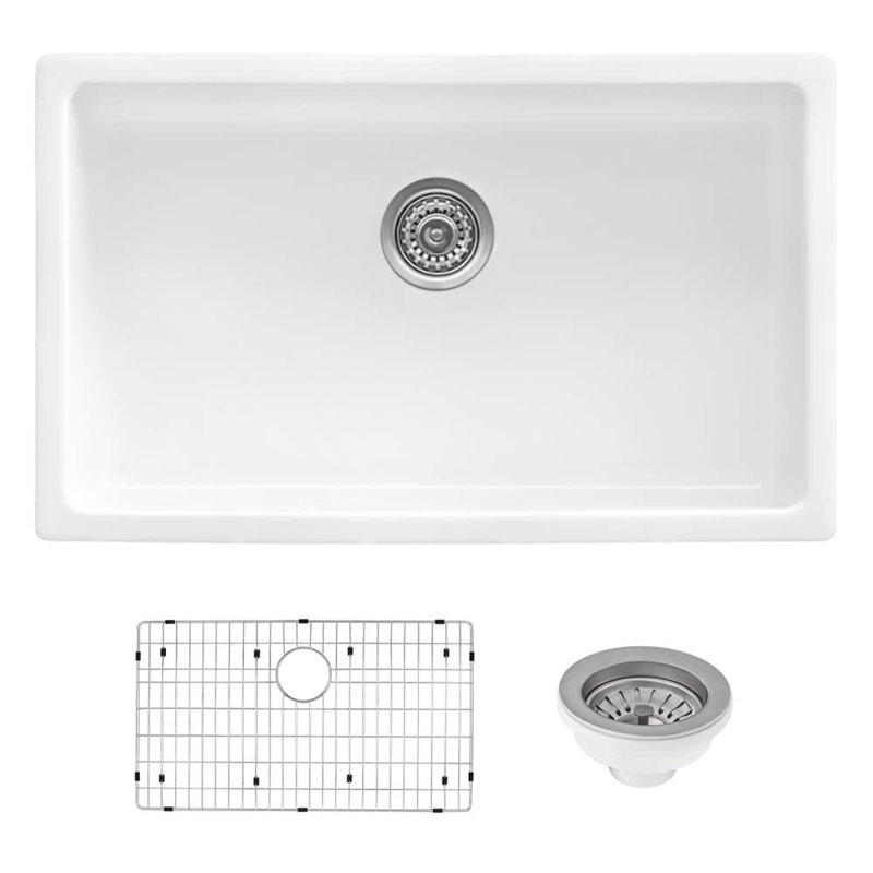 Ruvati 30-inch Fireclay Undermount / Drop-in Topmount Kitchen Sink Single Bowl - White