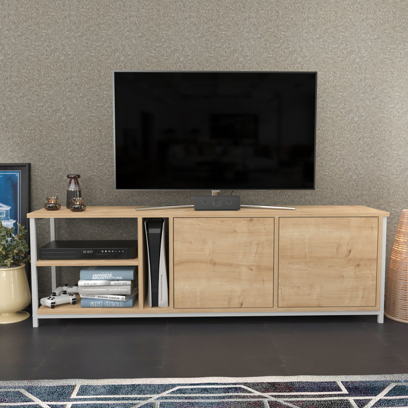 Primrose TV Stand for TVs up to 70", White/Oak
