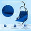 Chaise suspendue à structure en acier avec support et coussin doux revêtu, convient aux cours, aux terrasses, aux salons, etc., bleu foncé-2071319734