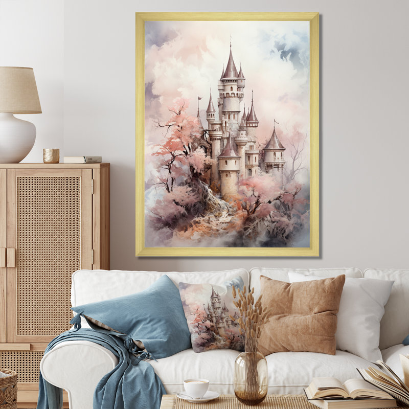 «Fyllen Castles Pastel Dreams I», reproduction sur toile, Encadrement doré, H 40 po x l 30 po x P 1,5 po