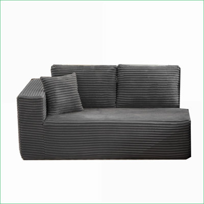 Sectional Sofas for Living Room, Minimalist L-Shaped Modular Charcoal Gray Corduroy Sofa | Charcoal Gray | Corduroy
