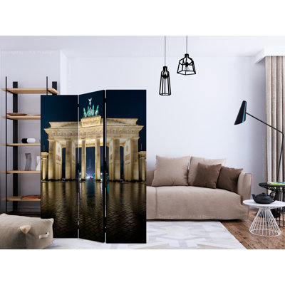 Gloris 135cm W x 172cm H 3 - Panel Solid Wood Folding Room Divider