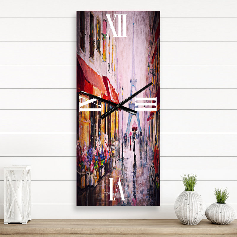 Lovers in Paris Eiffel Tower - Horloge murale industrielle, Petit