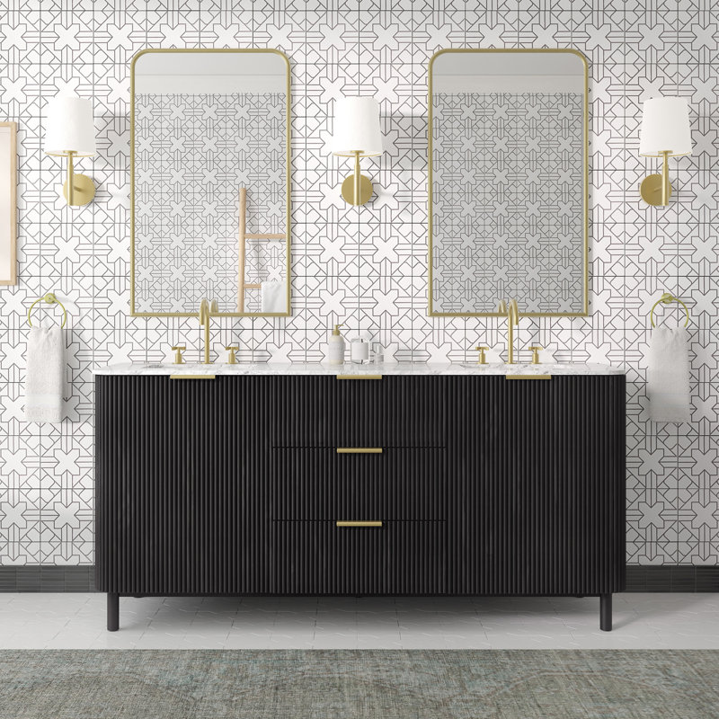Meuble-lavabo double 72 po Nova, Bouleau noir