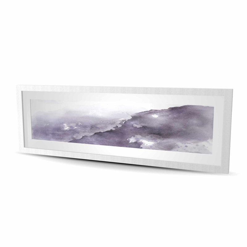 Nebula - reproduction abstraite avec passe-partout mat pour la décoration intérieure, H 16 po x l 48 po, Argent argent