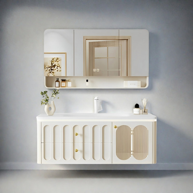 Armoire de salle de bain de style français crème