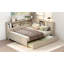 Lit de jour double en bois avec tablettes de rangement et lit gigogne
