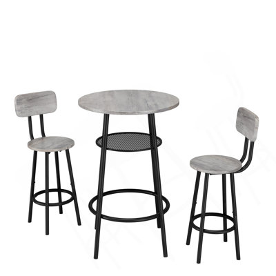 Ensemble de 3 tables de bar rondes avec dossier et cloison, petite table de salle à manger pour 2 personnes, table de petit-déjeuner et 2 tabourets pour la cuisine et la salle à manger