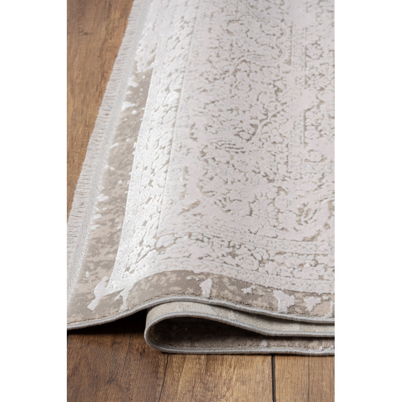 Luxurious Woven Carpet, 6.6 x 9.5 Feet, Cream Color | Viscose & Acrylic Blend, 2.5 Lbs/Sq Ft, 0.3 in Pile Height | 1,500,000 Thread Points for Ultimate Comfort | Easy to Vacuum, Spot Clean Only, Not Machine Washable