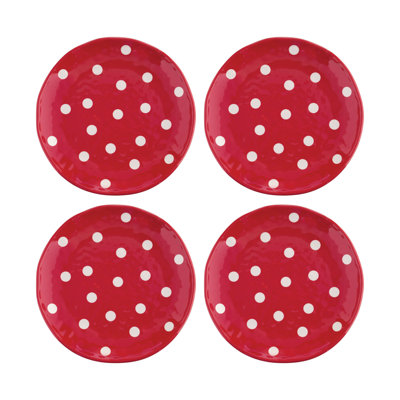 Red Polka Dot, 6" Melamine Plate S12