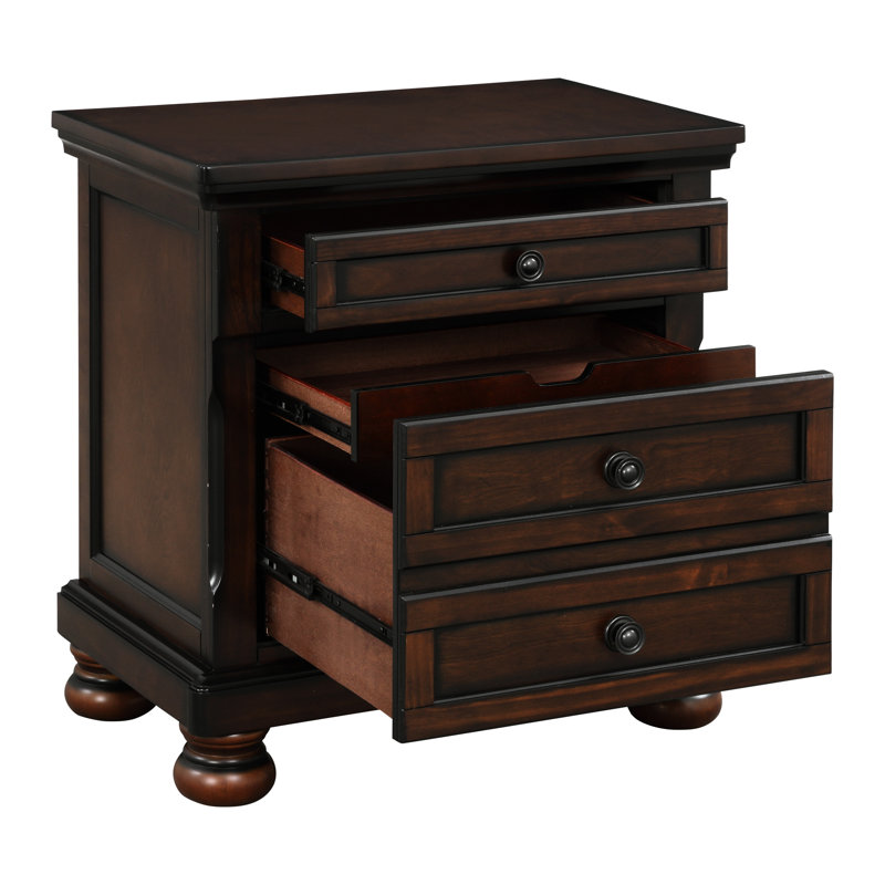 Table de chevet classique avec placage de bouleau brun