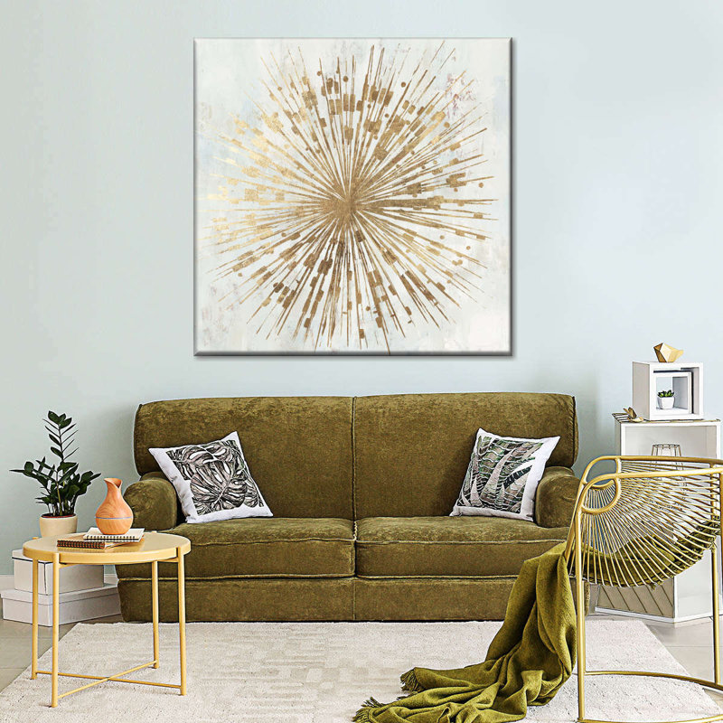 Étoile dorée sur toile, H 39 po x l 39 po