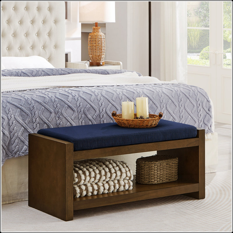 Banc d'appoint de 40 po avec étagère à chaussures inférieure, banc de siège rembourré pour le salon, banc de bout de lit compact moderne avec rangement pour sièges de chambre à coucher, coussin amovible
